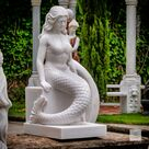 imagem do produto Escultura Sereia Sentada M�rmore Branco 120cm - EMP769 Arte Cl�ssica para Jardins