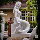 imagem do produto Escultura Sereia Sentada M�rmore Branco 120cm - EMP769 Arte Cl�ssica para Jardins