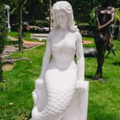 imagem do produto Escultura Sereia Sentada M�rmore Branco 120cm - EMP769 Arte Cl�ssica para Jardins