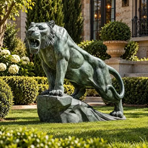 imagem de Escultura Tigre em Bronze 120cm EBZ512V Força e Movimento