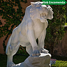imagem do produto Escultura Tigre M�rmore Branco 120cm - EMP503D Eleg�ncia e Poder Cl�ssico