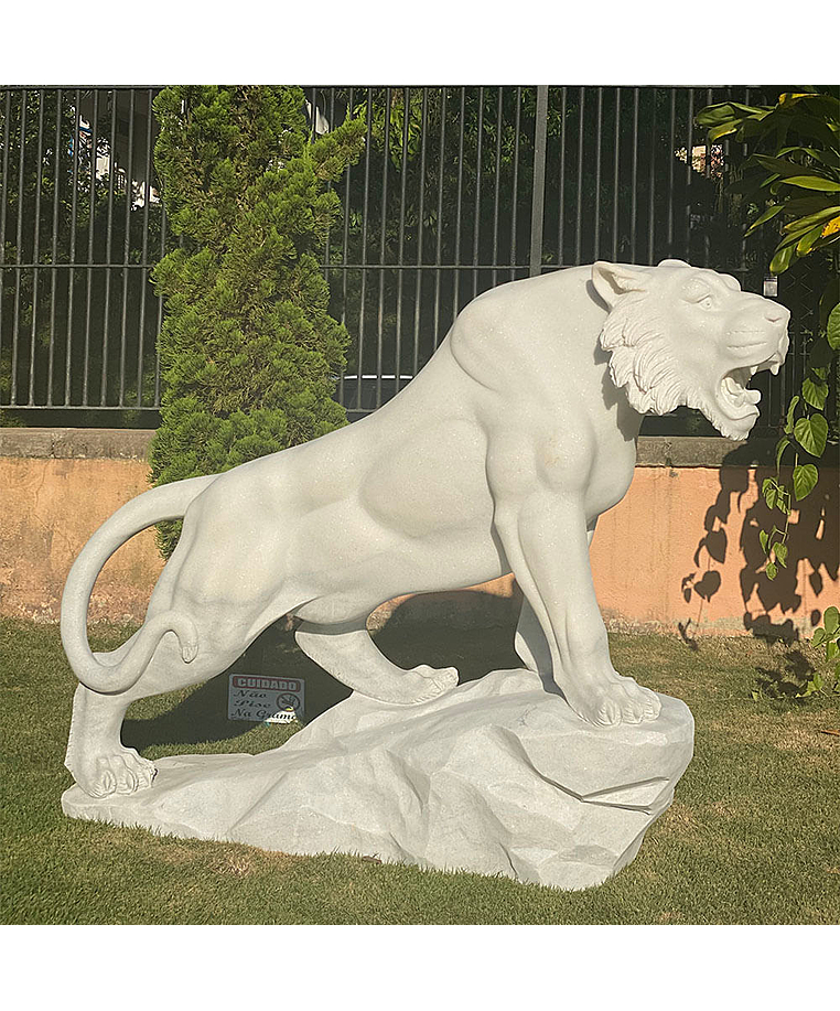 imagem do produto Escultura Tigre M�rmore Branco 120cm - EMP503D