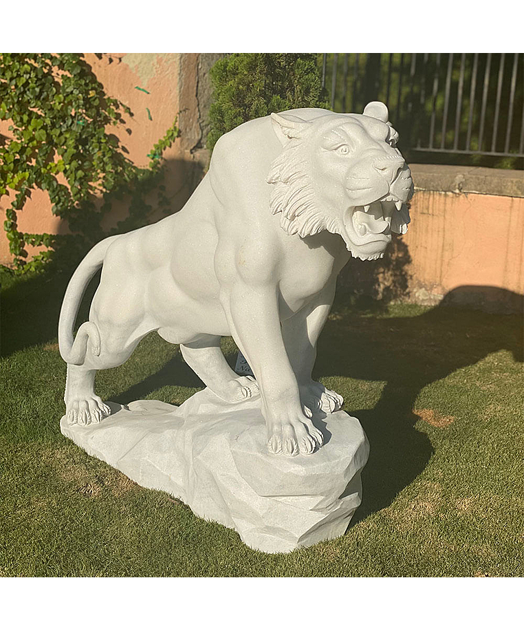 imagem do produto Escultura Tigre M�rmore Branco 120cm - EMP503D