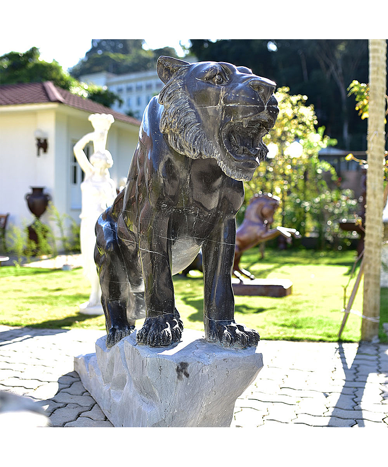 imagem do produto Escultura Tigre M�rmore Negro 120cm  - EMP508E Paisagismo de Luxo