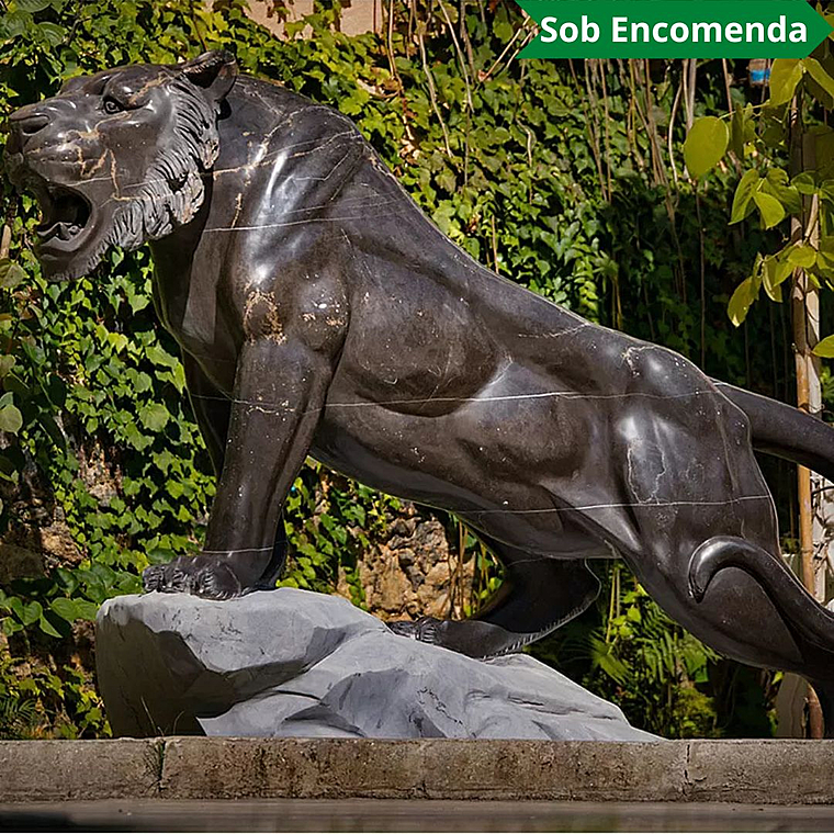 imagem do produto Escultura Tigre M�rmore Negro 120cm  - EMP508E Paisagismo de Luxo