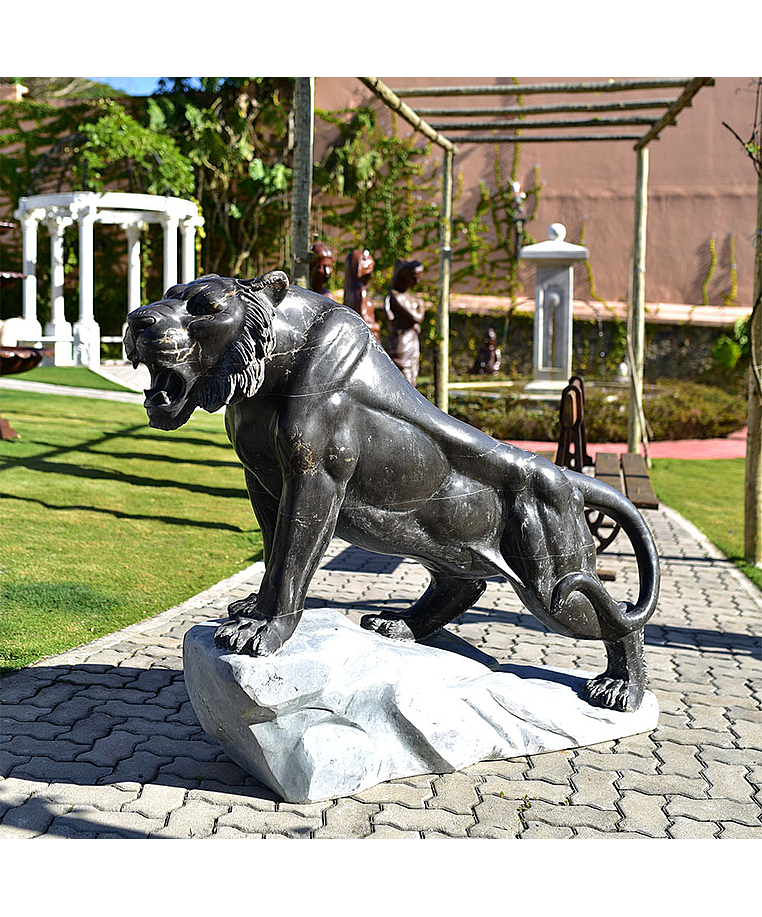 imagem do produto Escultura Tigre M�rmore Negro 120cm  - EMP508E