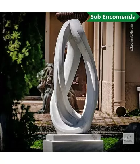 imagem de Escultura Traço Soberano Mármore Branco 150cm EMP748 Arte de Luxo By Quinta DellArte