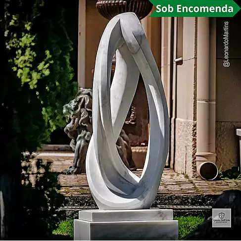 imagem de Escultura Traço Soberano Mármore Branco 150cm EMP748 Arte de Luxo By Quinta DellArte