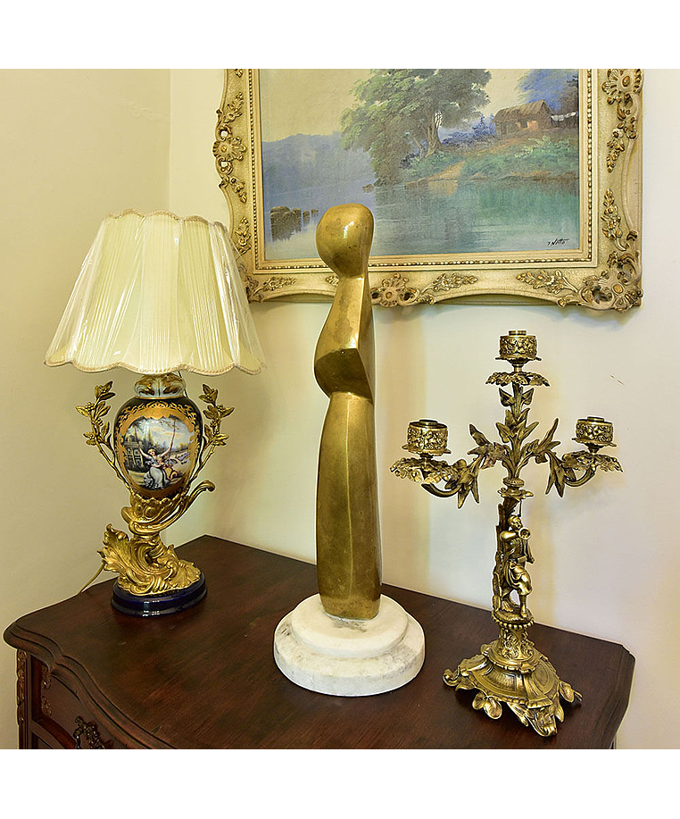 imagem do produto Escultura Vativo em Bronze com Base em M�rmore Branco 75cm - EBZ606