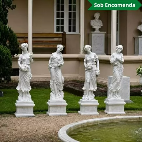 imagem de Esculturas Estações do Ano Firenze em Mármore Branco 130cm EMP773