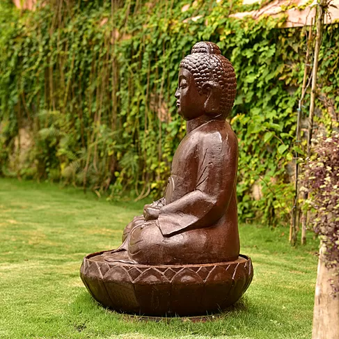 imagem de Fonte Buda Flor de Lotus em Ferro Fundido 100cm - FF162 Serenidade e Sofisticação