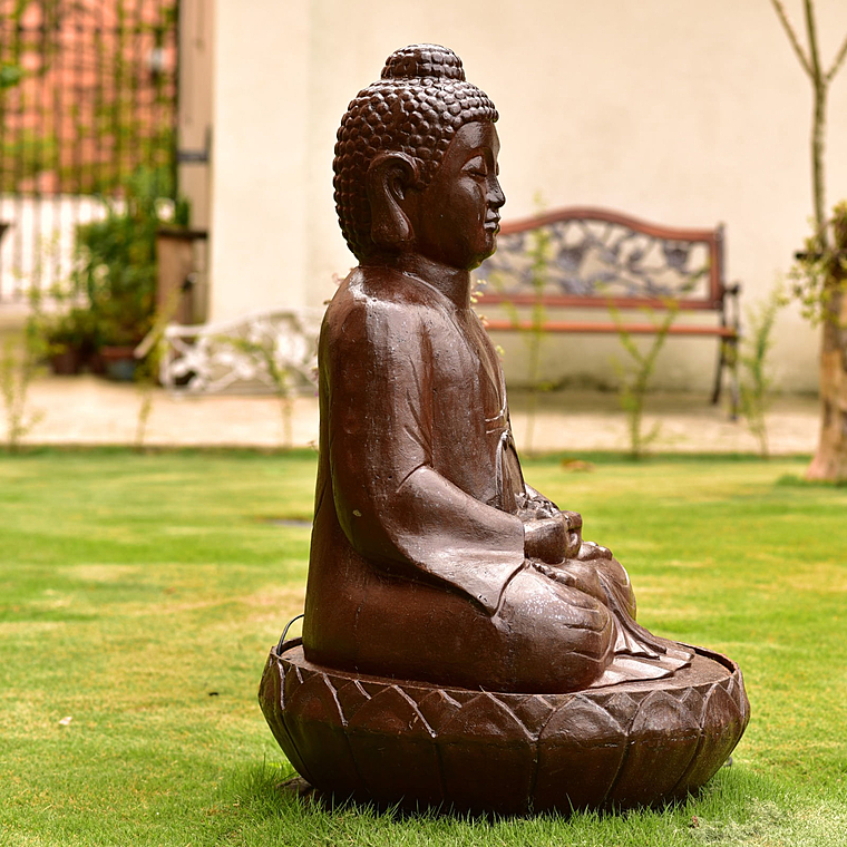 imagem do produto Fonte Buda Flor de Lotus em Ferro Fundido 100cm - FF162 Serenidade e Sofistica��o