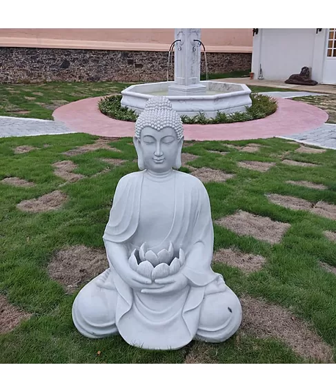 imagem de Fonte Buda Lotus 100cm - FML171 Harmonia e Sofisticação para Jardins Zen