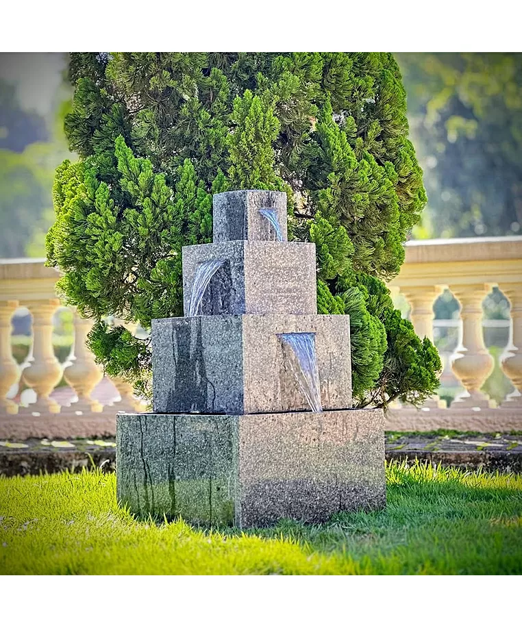 imagem de Fonte Cascata Moderna em Mármore 90cm - FMP357 Elegância em Granito para Jardins