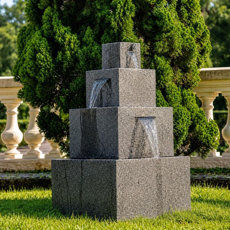 imagem do produto Fonte Cascata Moderna em M�rmore 90cm - FMP357 Eleg�ncia em Granito para Jardins
