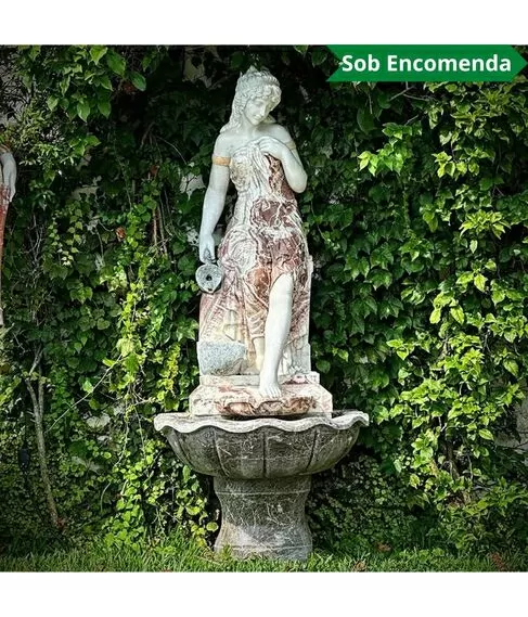 imagem de Fonte de Água Ninfa Belga em marmore  180cm - FMP181 Elegância e Sofisticação