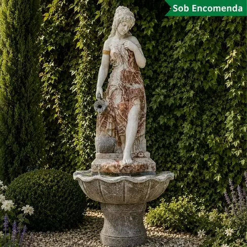 imagem de Fonte de Água Ninfa Belga em marmore  180cm - FMP181 Elegância e Sofisticação
