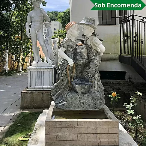 imagem de Fonte Decorativa Casal Apaixonado em Marmore 135cm - FMP152
