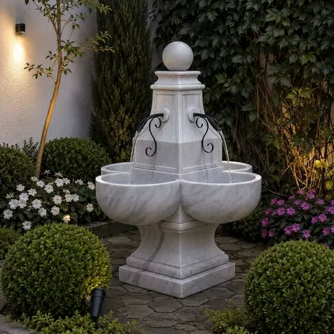 imagem de Fonte Estilo Francês em Mármore 153cm - FMP205 Elegância Clássica para Jardins