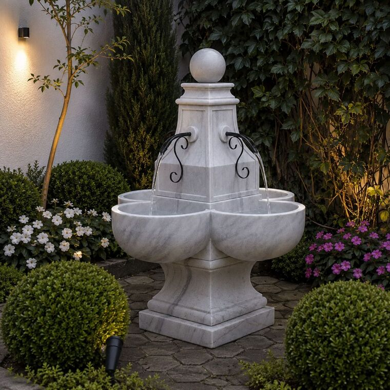 imagem do produto Fonte Estilo Franc�s em M�rmore 153cm - FMP205 Eleg�ncia Cl�ssica para Jardins
