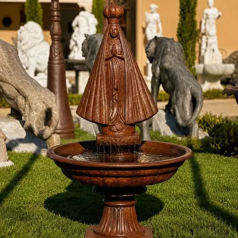 imagem de Fonte N.S Aparecida em Ferro Fundido 150cm - FF232 Arte Sacra para Jardins Sofisticados