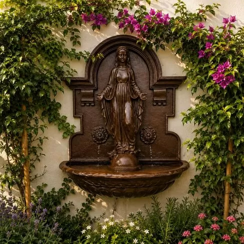 imagem de Fonte N.S  das Graças em Ferro Fundido 95cm - FF127 Arte Sacra para Jardins Sofisticados