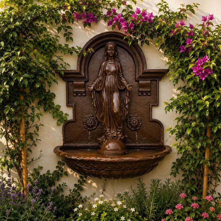 imagem do produto Fonte N.S  das Gra�as em Ferro Fundido 95cm - FF127 Arte Sacra para Jardins Sofisticados
