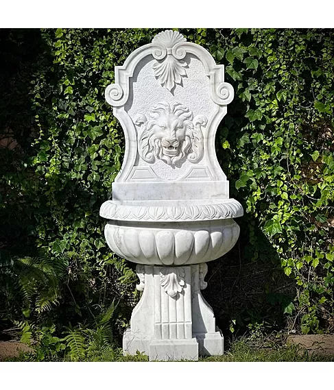 imagem de Fonte Nice em Mármore Branco 180cm FMP372 | Sofisticação Escultural para Jardins e Lagos