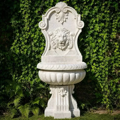 imagem de Fonte Nice em Mármore Branco 180cm - FMP372 Sofisticação Escultural para Jardins e Lagos