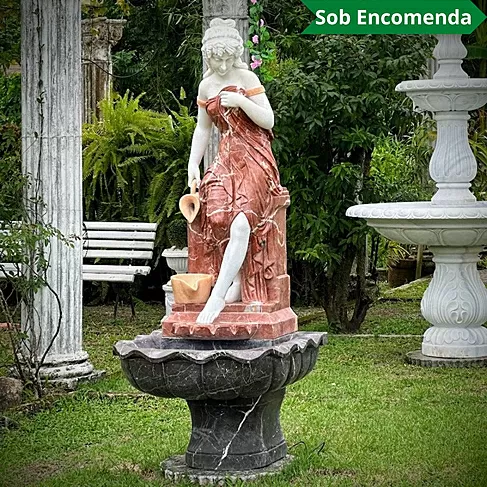 imagem de Fonte Ninfa Color em Mármore 190cm - FMP191 Elegância e Cores Sofisticadas para Jardins