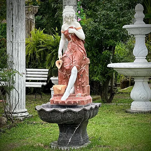 imagem de Fonte Ninfa Color em Mármore 190cm - FMP191 Elegância e Cores Sofisticadas para Jardins