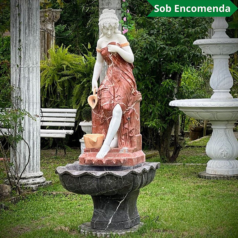 imagem do produto Fonte Ninfa Color em M�rmore 190cm - FMP191 Eleg�ncia e Cores Sofisticadas para Jardins