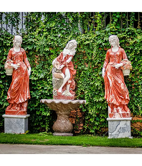 imagem de Fonte Ninfa com Cântaro em Mármore 190cm FMP204  |Elegância Clássica para Jardins Luxuosos