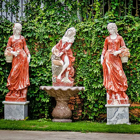 imagem de Fonte Ninfa com Cântaro em Mármore 190cm - FMP204 Elegância Clássica para Jardins Luxuosos