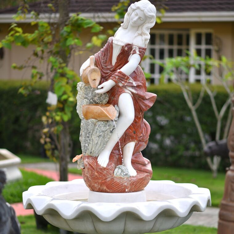 imagem do produto Fonte Ninfa com C�ntaro em M�rmore 190cm - FMP204 Eleg�ncia Cl�ssica para Jardins Luxuosos