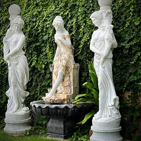 imagem de Fonte Ninfa de Parede em Mármore 190cm - FMP213 Elegância para Ambientes Clássicos