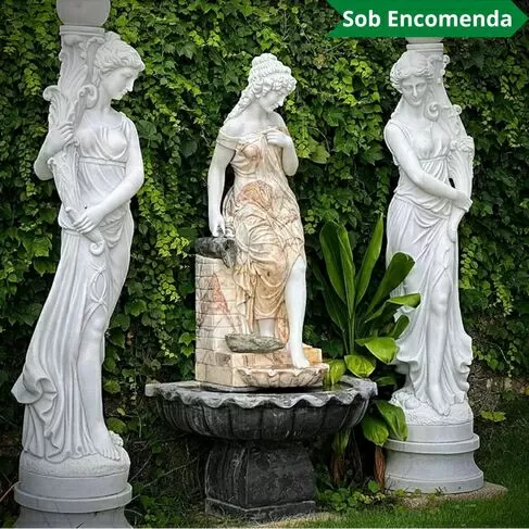 imagem de Fonte Ninfa de Parede em Mármore 190cm - FMP213 Elegância para Ambientes Clássicos