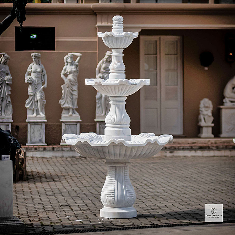 imagem do produto Fonte Para Jardim Externo Grande 3 Pratos em M�rmore Branco 230cm - FMP221