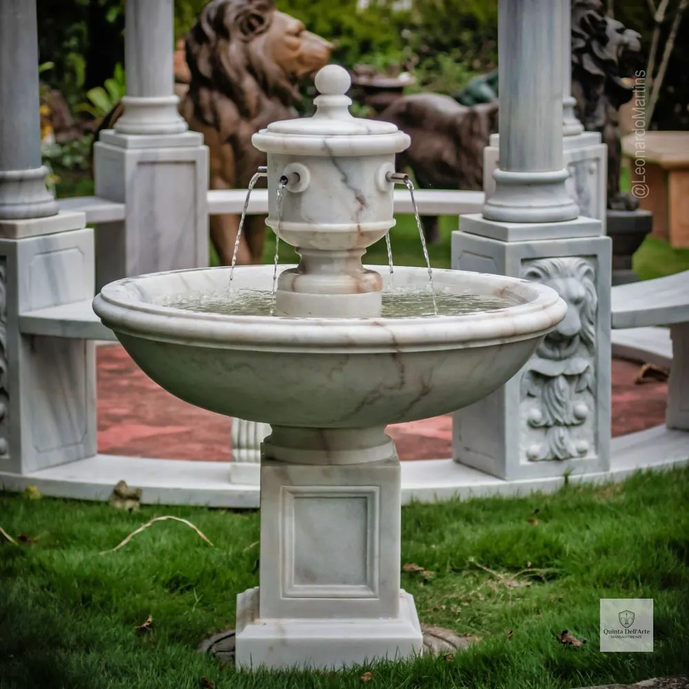 imagem de Fonte Parisienne Mármore Branco 120cm FMP360 | Chafariz de Luxo Quinta DellArte