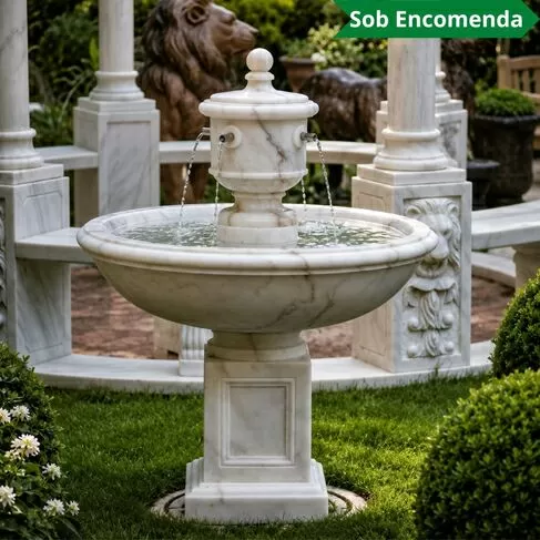 imagem de Fonte Parisienne Mármore Branco 120cm - FMP360 Chafariz de Luxo Quinta DellArte