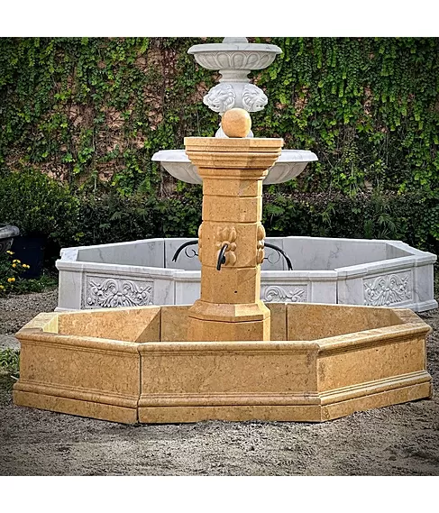 imagem de Fonte Provençal Mármore Amarelo 140cm - FMP386 | Destaque no Paisagismo