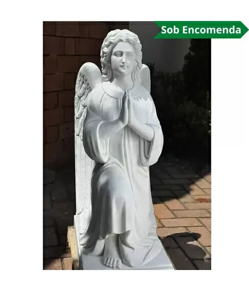 imagem de Imagem de Anjo Florença em Mármore  80cm IMP123 Escultura Sacra Elegante 