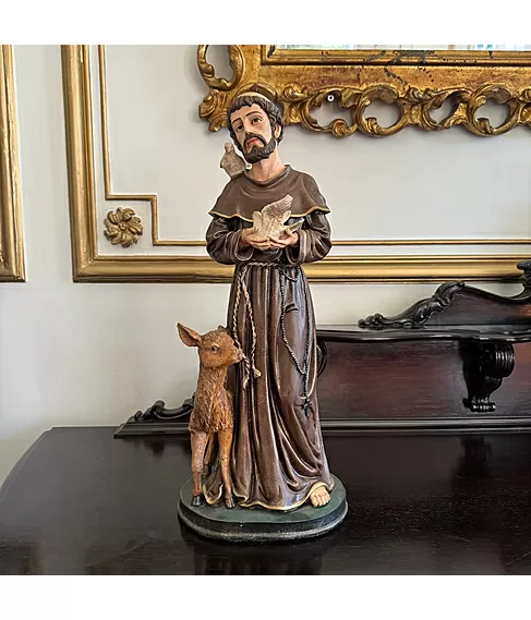 imagem de Imagem de São Francisco com Carneirinho 60cm IR049 Para Jardins Decorativos