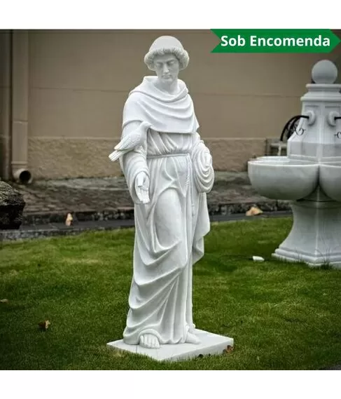 imagem de Imagem de São Francisco em Mármore Branco 160cm - IMP357 Fé e Serenidade Clássica