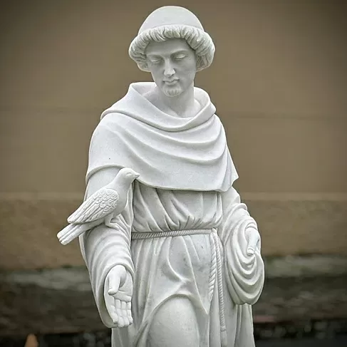 imagem de Imagem de São Francisco em Mármore Branco 160cm - IMP357 Fé e Serenidade Clássica
