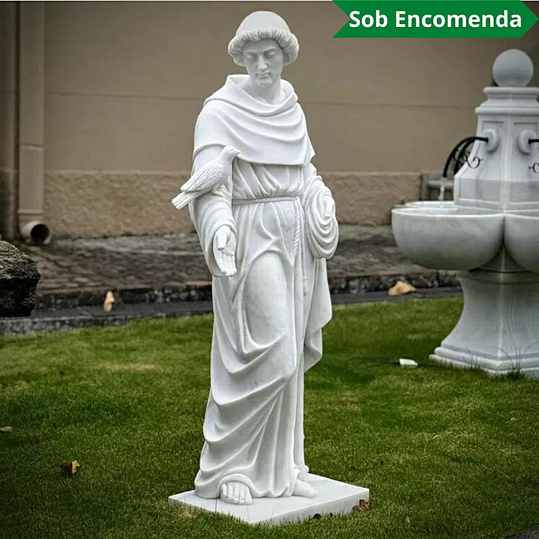 imagem do produto Imagem de S�o Francisco em M�rmore Branco 160cm - IMP357 F� e Serenidade Cl�ssica