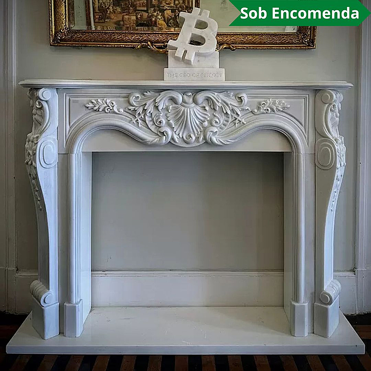 imagem do produto Lareira Bolonha em M�rmore Branco 130cm VRMP346 Cl�ssica e Sofisticada para Alto Padr�o