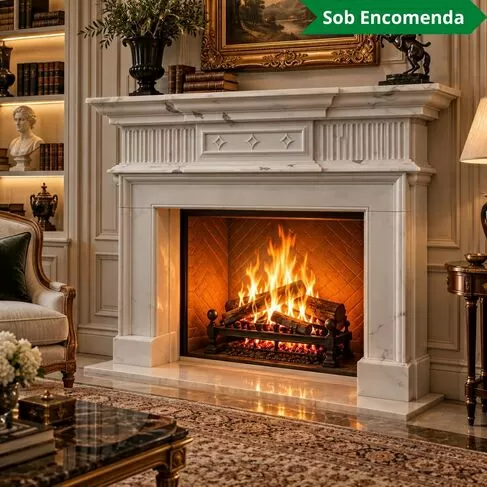 imagem de Lareira Celani em Mármore Branco 152cm VRMP357 Salas Sofisticadas e Alto Padrão 