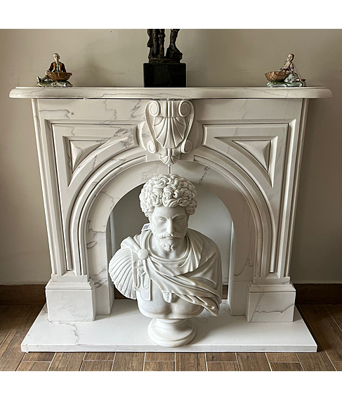 imagem de Lareira Mlaga em Mrmore Branco 130cm - VRMP345