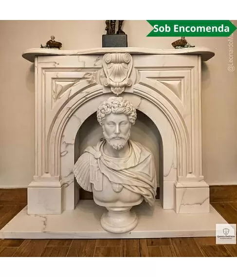 imagem de Lareira Málaga em Mármore Branco 130cm - VRMP345